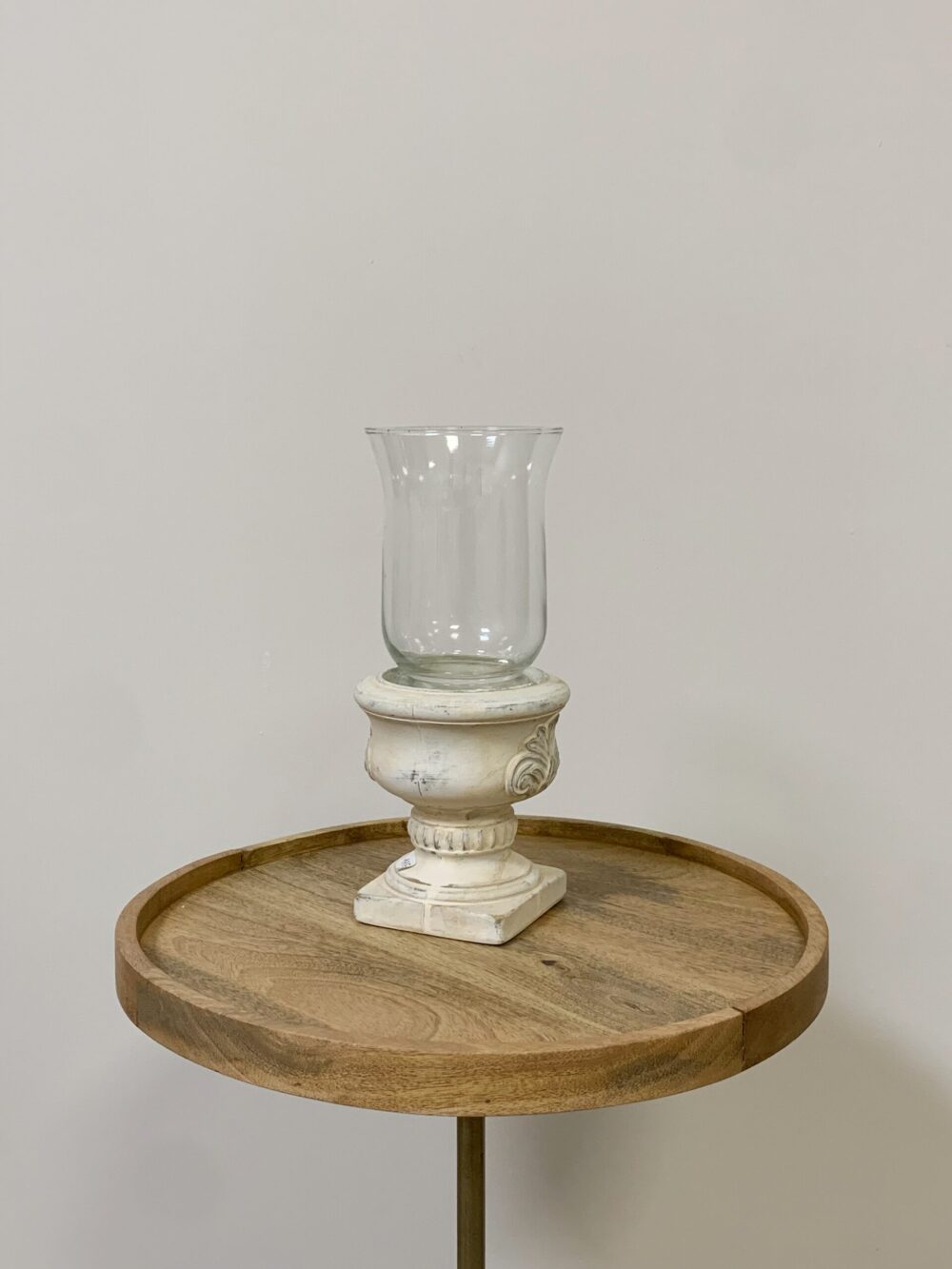 Portavelas De Cristal Con Soporte Efecto Cerámica