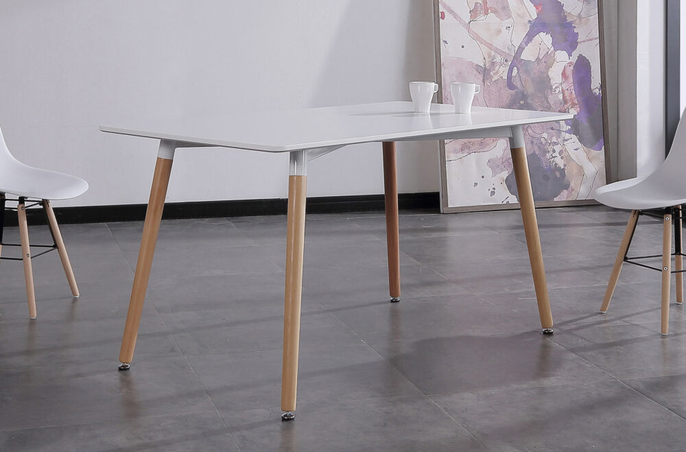 Mesa Comedor Fija Nordika 140 X 80 Cm Blanco / Haya.