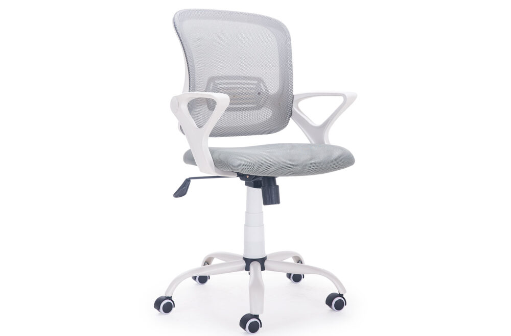 Silla De Escritorio Giratoria Modelo Brisa Gris / Estructura Blanca