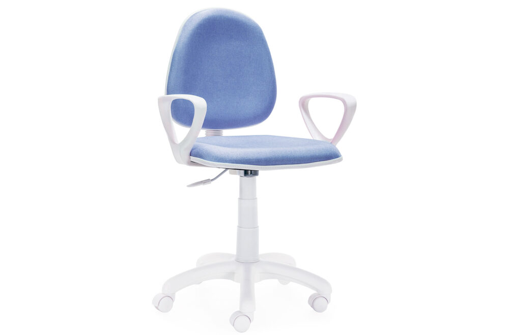 Silla De Escritorio Giratoria Modelo Dolphin Azul / Estructura Blanca.