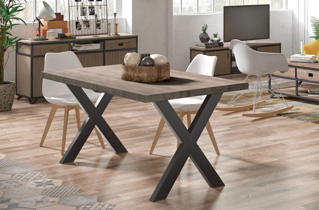 Mesa comedor fija X-loft roble American / negro
