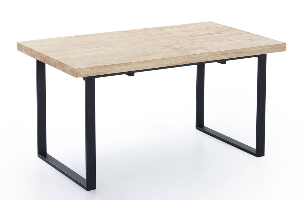 Mesa Comedor Extensible Natural 140 - 180 X 80 Cm Roble Nordish / Negro