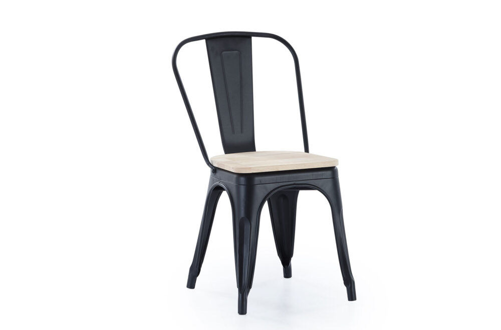 Silla Comedor Tolix Negro Asiento Roble Nordish