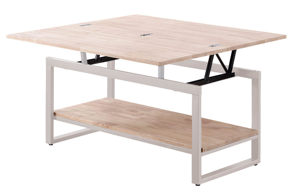 Mesa Centro Elevable Y Extensible Steve  100 X 45 Cm Roble Nordish / Blanco.