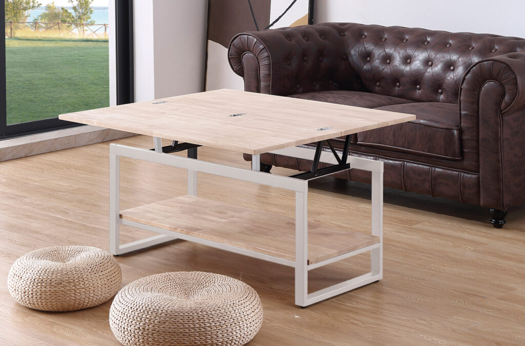 Mesa centro elevable y extensible Steve roble Nordish / blanco