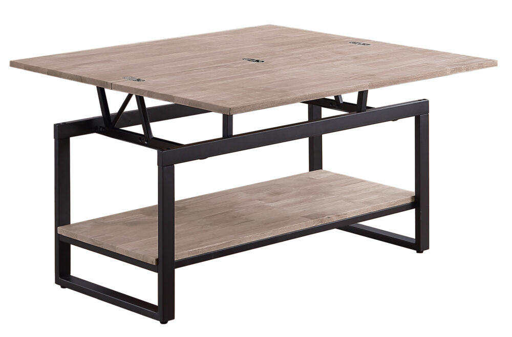 Mesa Centro Elevable Y Extensible Steve  100 X 45 Cm Roble Honey / Negro.