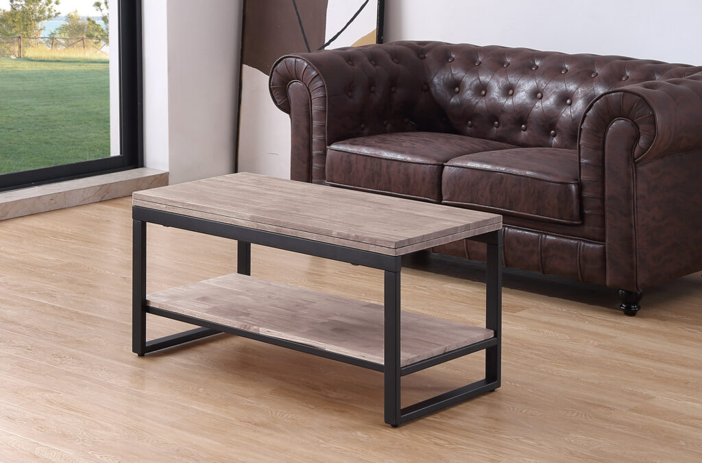 Mesa centro elevable y extensible Steve roble Honey / negro