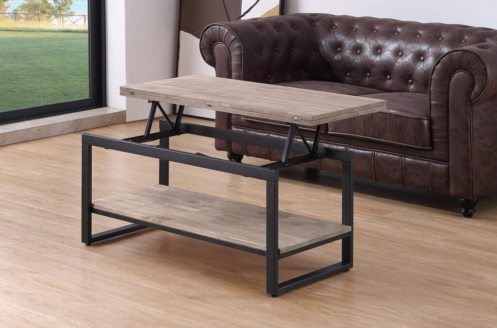 Mesa centro elevable y extensible Steve roble Honey / negro