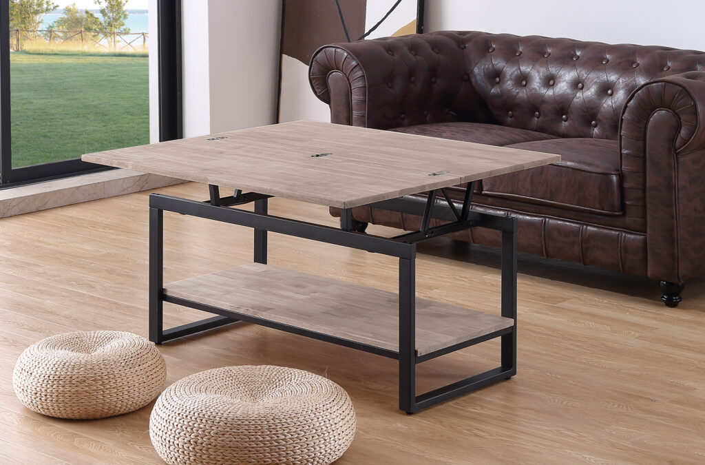 Mesa centro elevable y extensible Steve roble Honey / negro