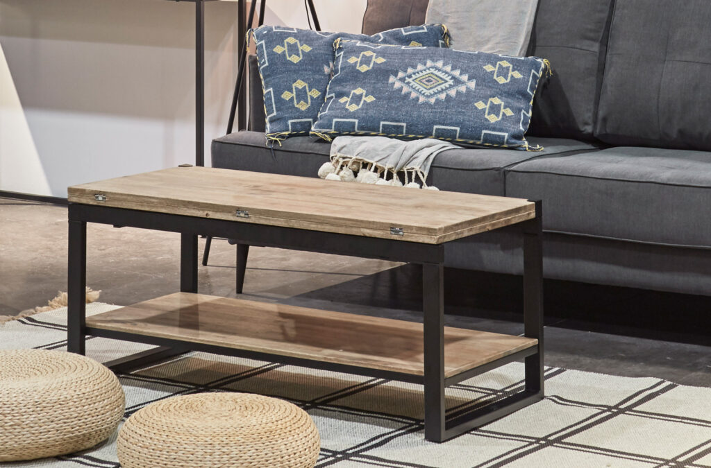 Mesa centro elevable y extensible Steve roble Honey / negro