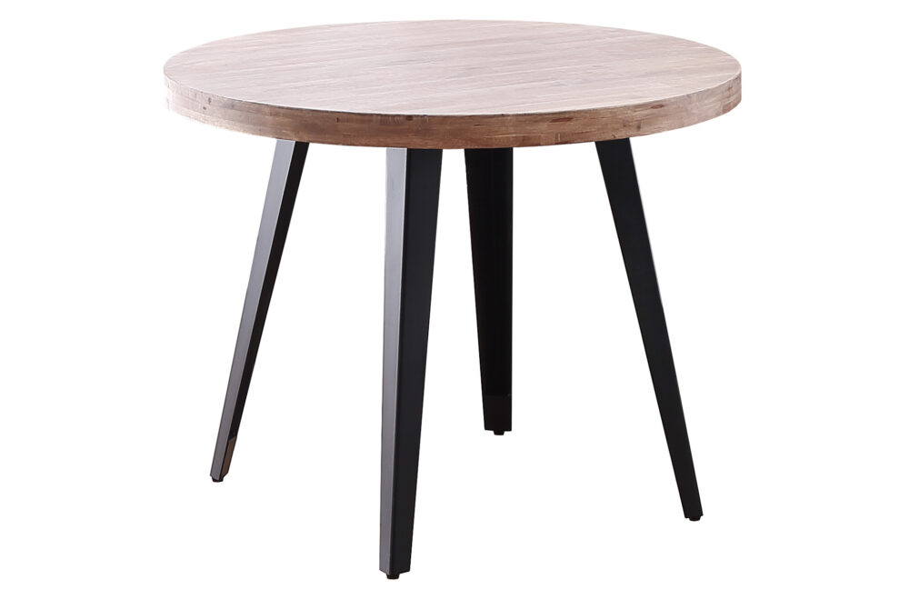 Mesa Comedor Redonda Fija Berg 100 Cm  Roble Honey / Negro.
