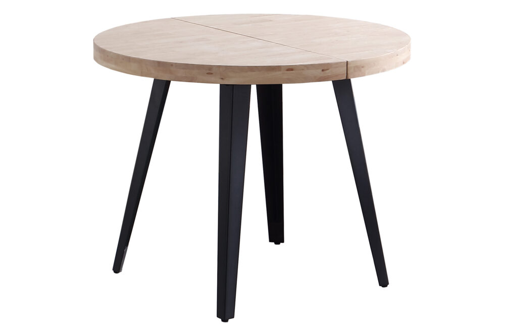 Mesa Comedor Redonda Extensible Berg 100 - 140 - 180 Cm Roble Nordish / Negro.