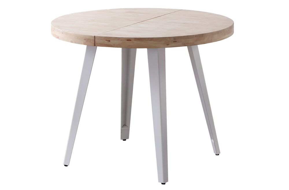 Mesa Comedor Redonda Extensible Berg 100 - 140 - 180 Cm Roble Nordish / Blanco.
