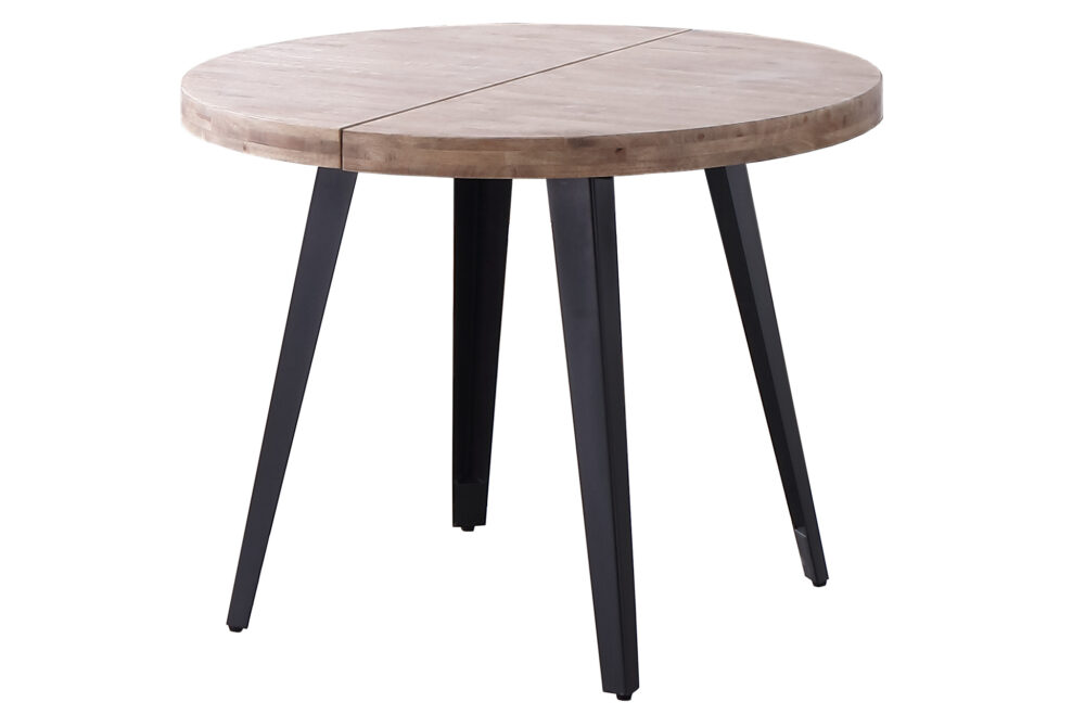 Mesa Comedor Redonda Extensible Berg 100 - 140 - 180 Cm  Roble Honey / Negro.