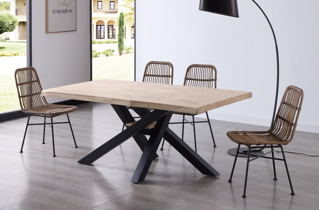 Mesa comedor fija Xena roble Nordish / negro tapa con forma