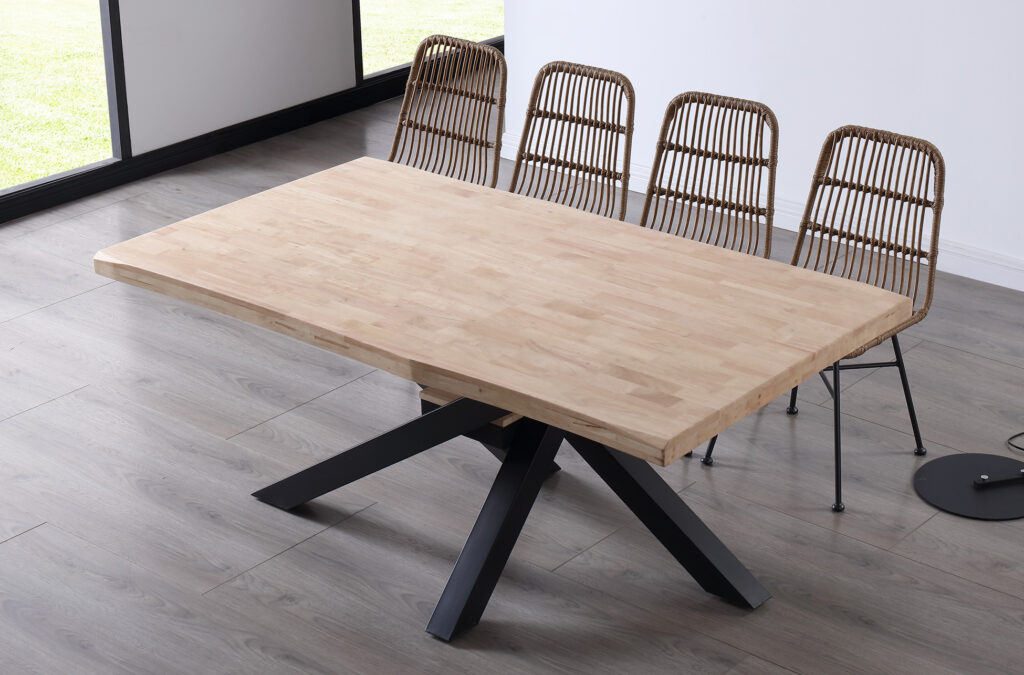 Mesa comedor fija Xena roble Nordish / negro tapa con forma