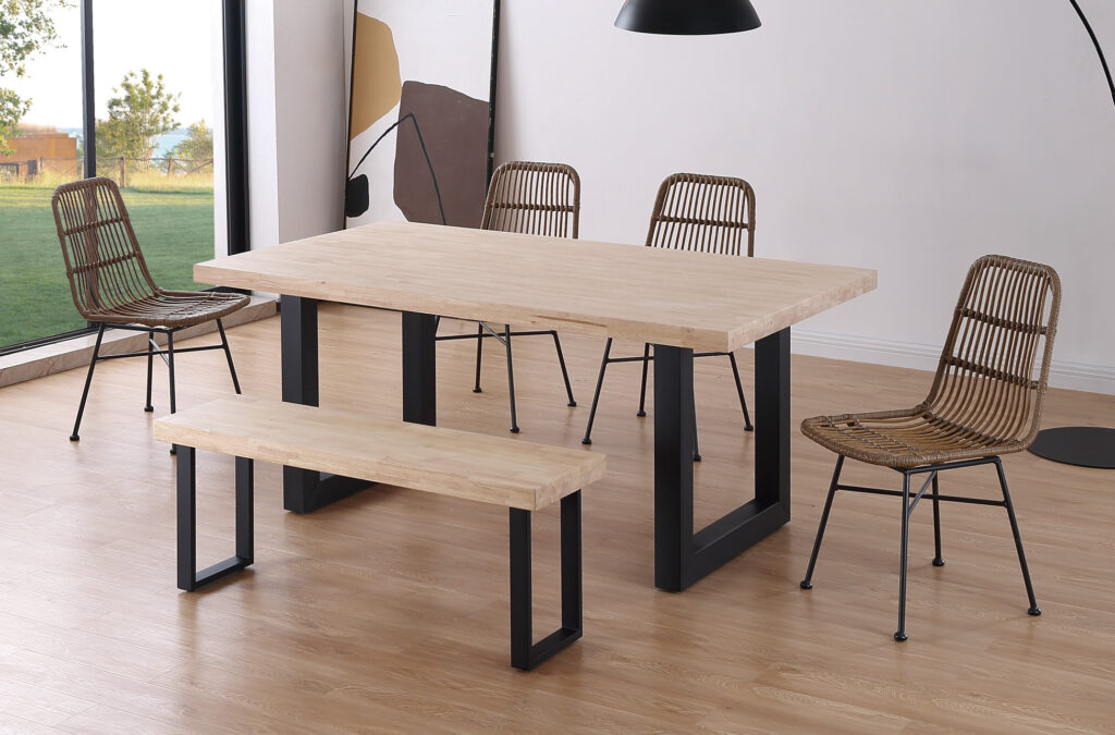 Mesa comedor fija Loft roble Nordish / negro 180 x 100 cm