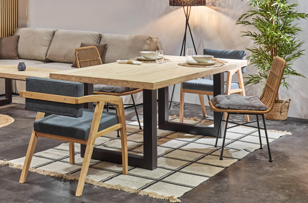Mesa comedor fija Loft roble Nordish / negro 180 x 100 cm