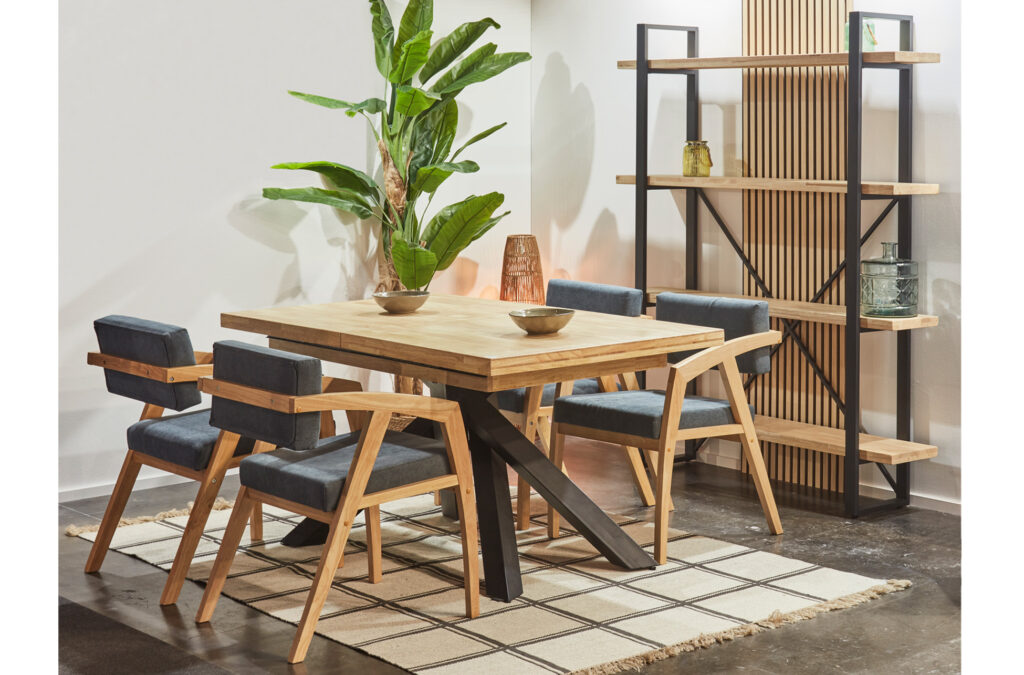 Mesa comedor extensible Xena roble Nordish / negro 160 – 200 – 240 x 90 cm