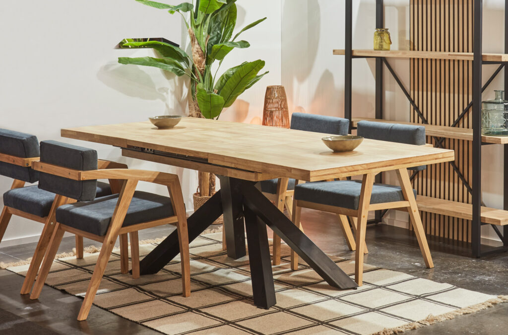 Mesa comedor extensible Xena roble Nordish / negro 160 – 200 – 240 x 90 cm