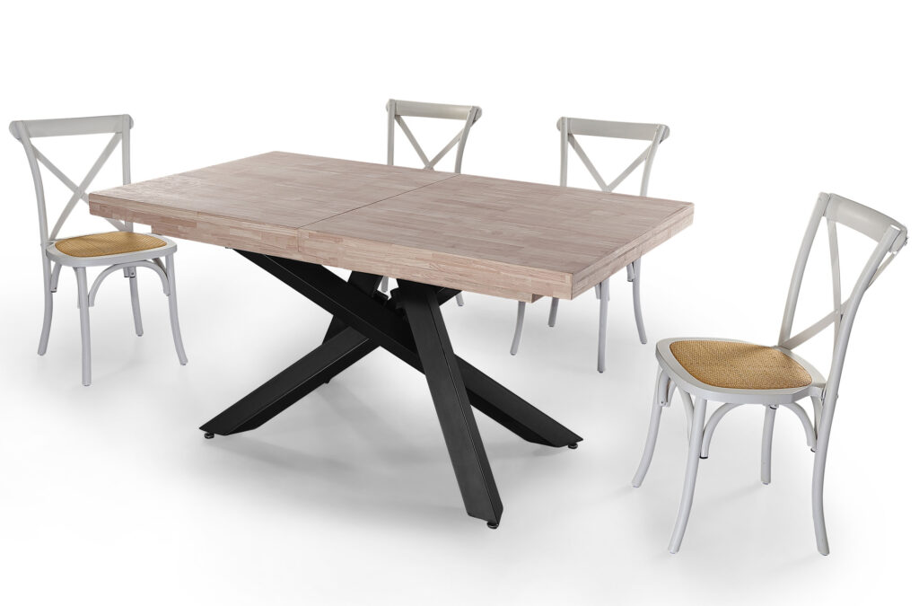Mesa comedor extensible Xena roble Honey / negro 160 – 200 – 240 x 90 cm