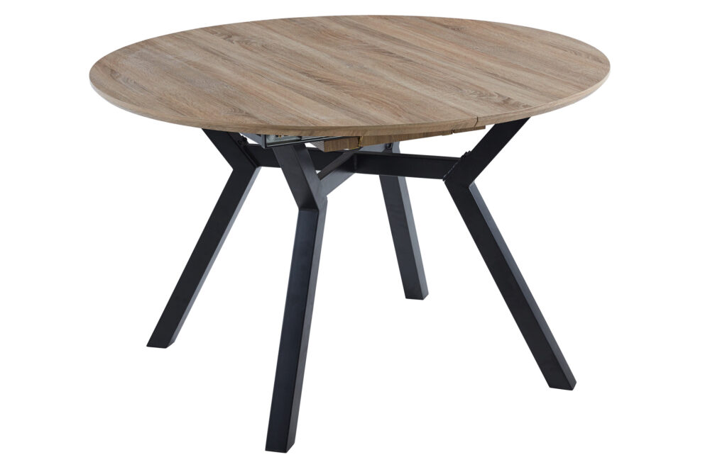 Mesa Comedor Redonda Extensible Delta 120 - 160 Cm Oak / Negro.