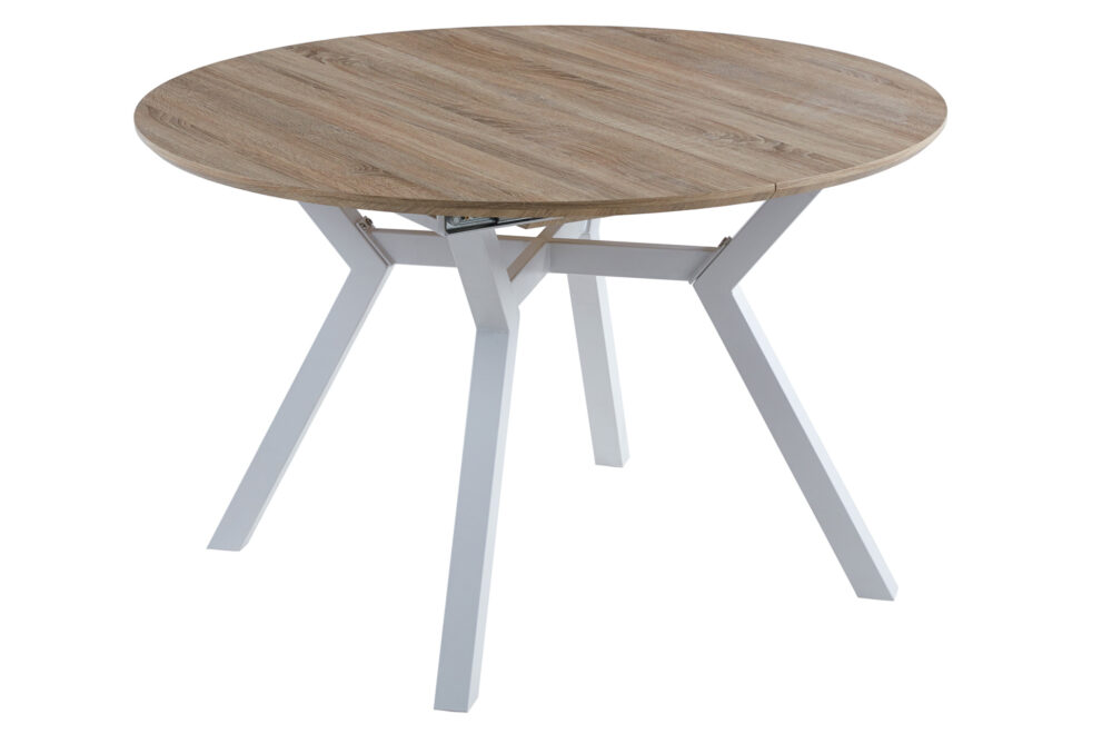 Mesa Comedor Redonda Extensible Delta 120 - 160 Cm Oak / Blanco.