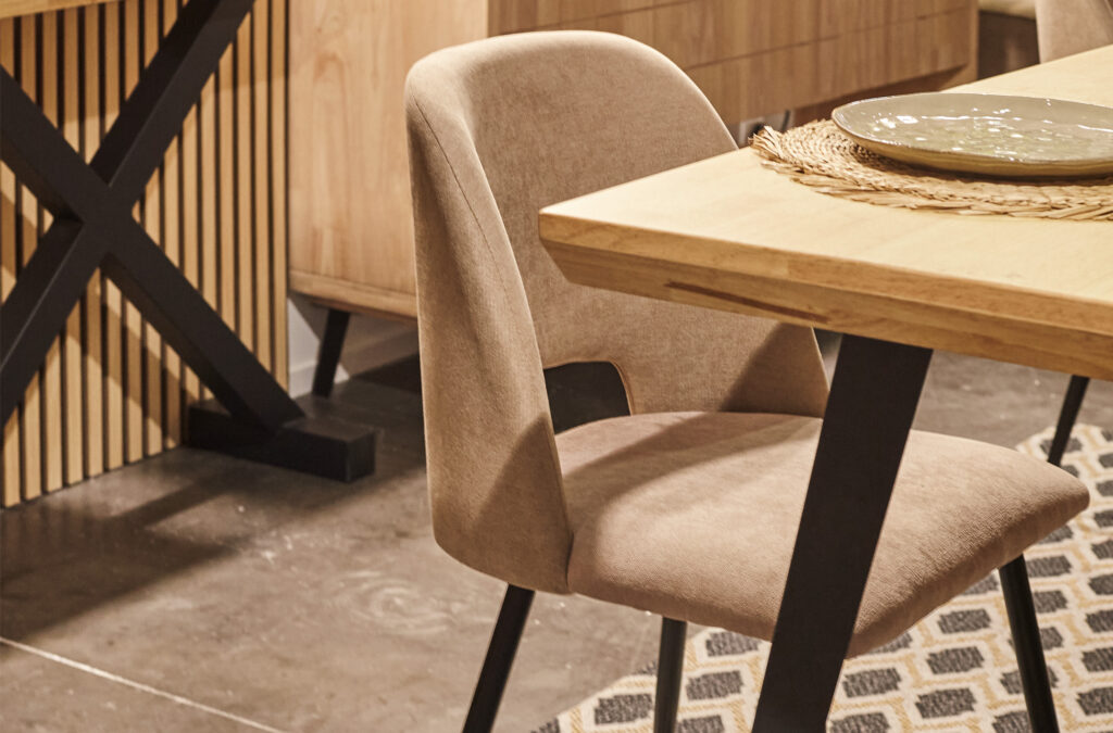 Silla comedor Venus tejido beige / negro