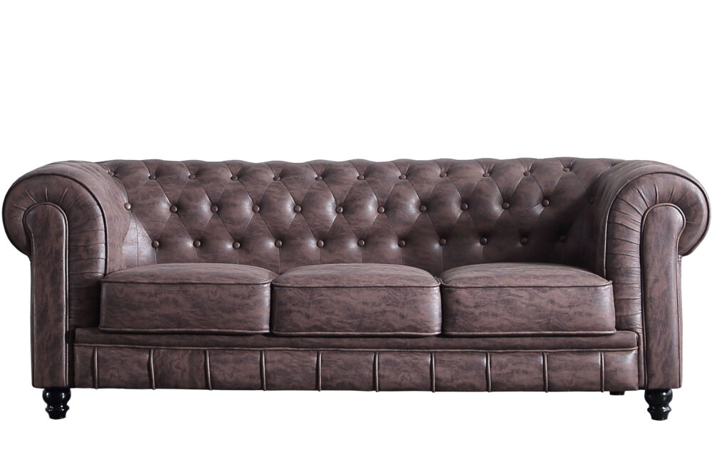 Sofá Chesterfield 3 Plazas Chocolate Vintage