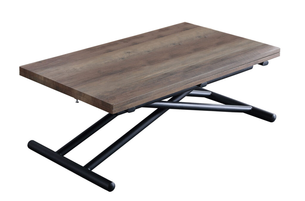 Mesa centro elevable y extensible Up – Down nogal / negro