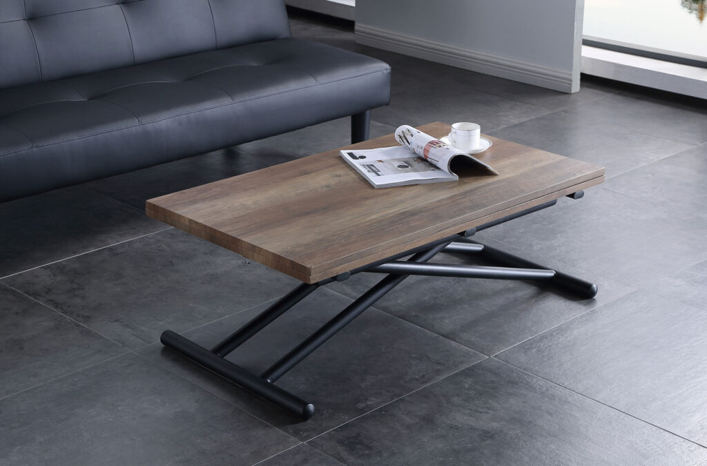 Mesa centro elevable y extensible Up – Down nogal / negro