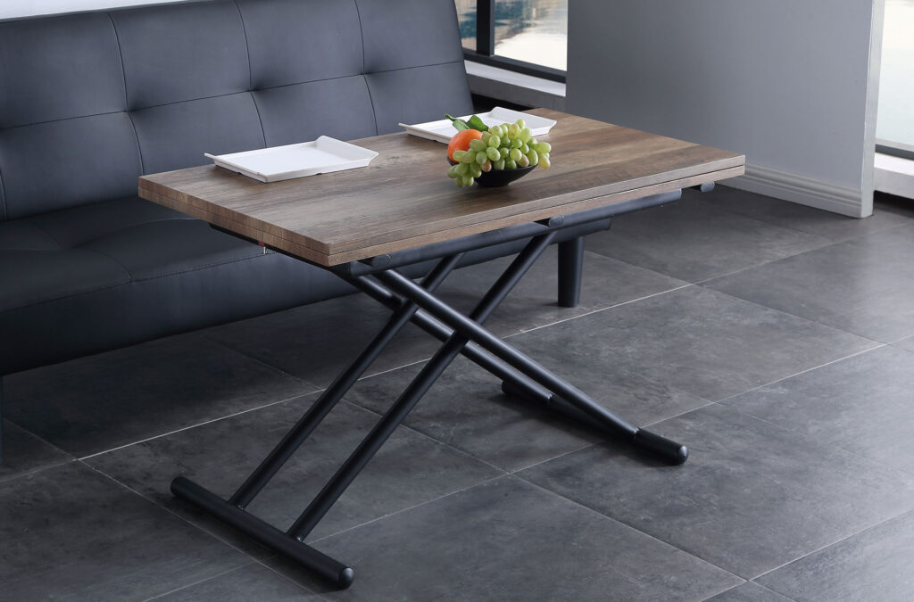 Mesa centro elevable y extensible Up – Down nogal / negro