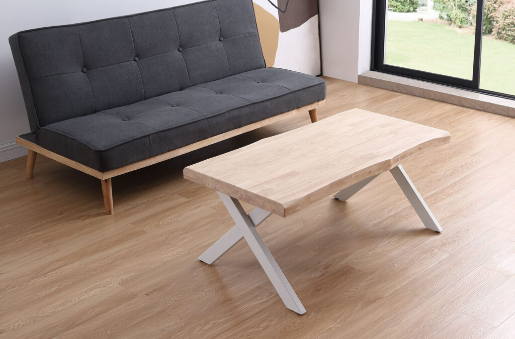 Mesa centro elevable Xena tapa con forma roble Nordish / blanco