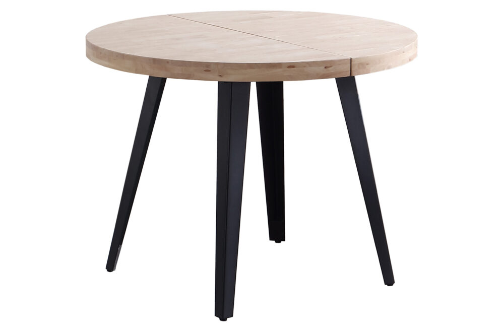 Mesa Comedor Redonda Extensible Berg 120 - 160 - 200 Cm Roble Nordish / Negro