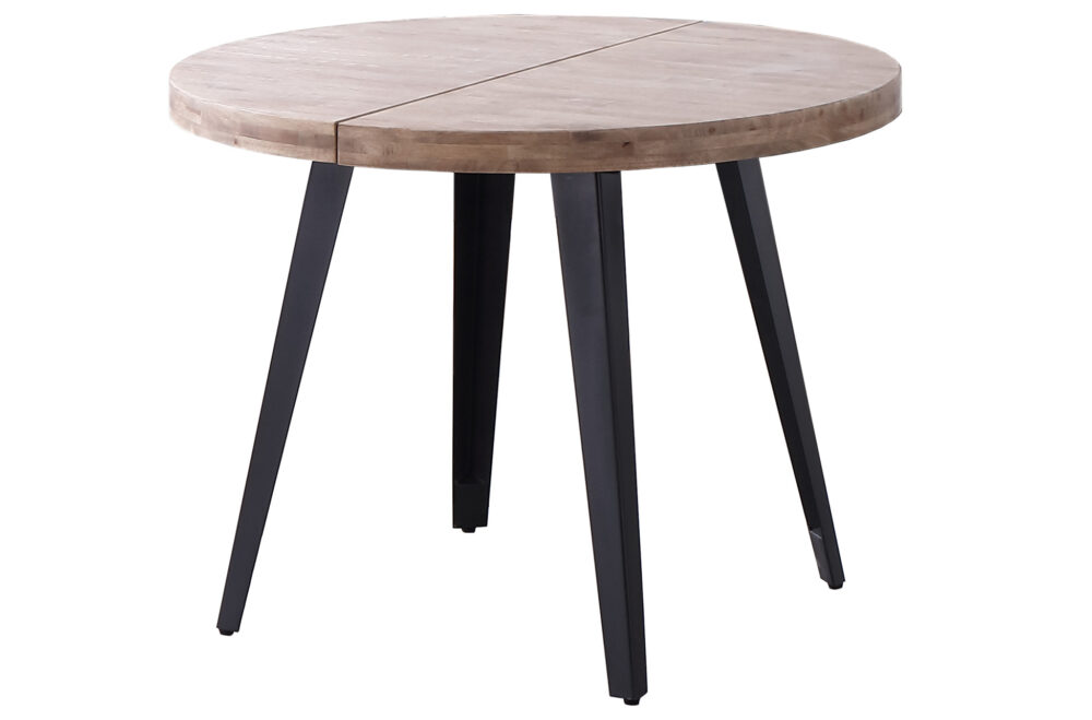 Mesa Comedor Redonda Extensible Berg 120 - 160 - 200 Cm Roble Honey / Negro