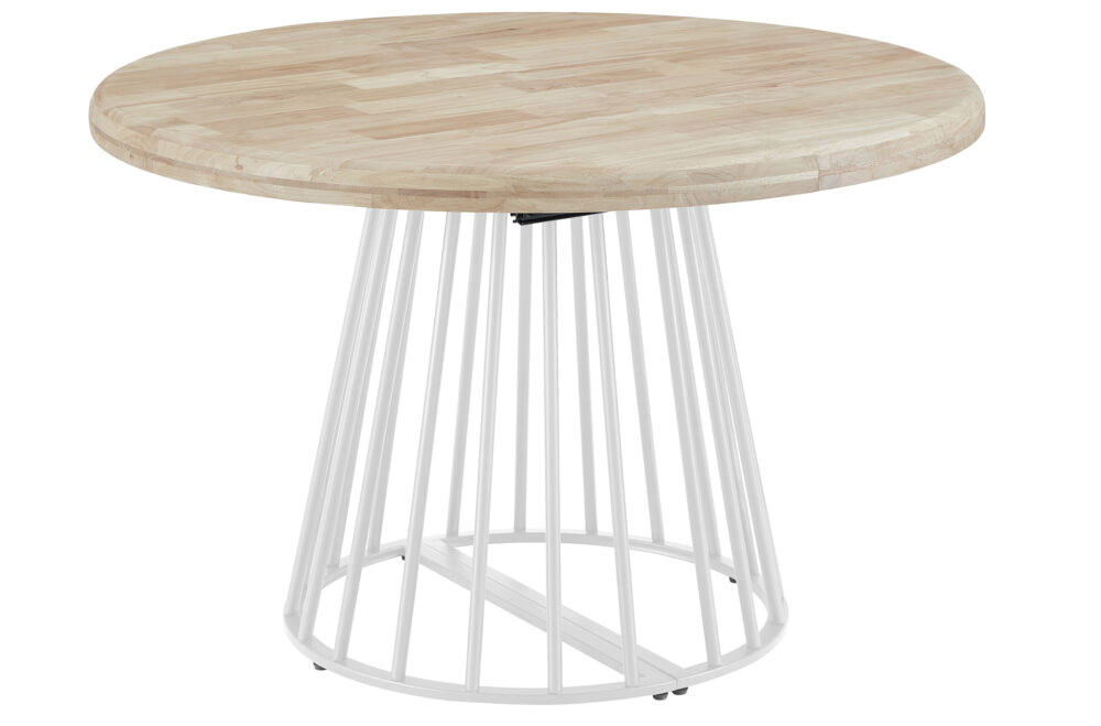 Mesa Comedor Redonda Extensible 120 - 160 - 200 Cm Brad Nordish / Blanco