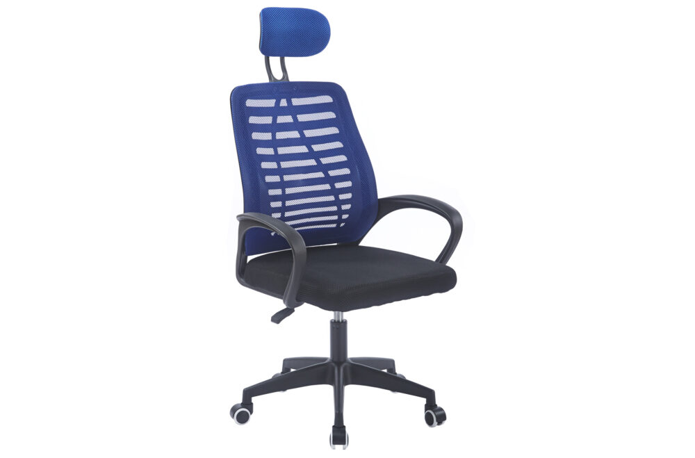 SILLON GIRATORIO CON REPOSACABEZAS KNECK RED TRANSPIRABLE NEGRO / AZUL