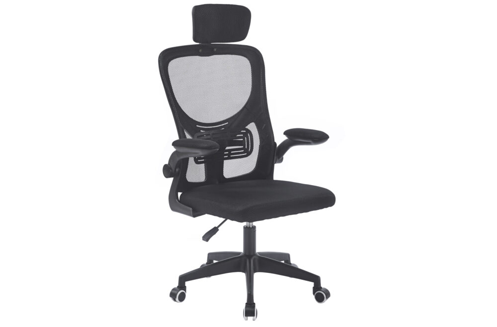 SILLON GIRATORIO CON REPOSACABEZAS AERO RED TRANSPIRABLE NEGRO