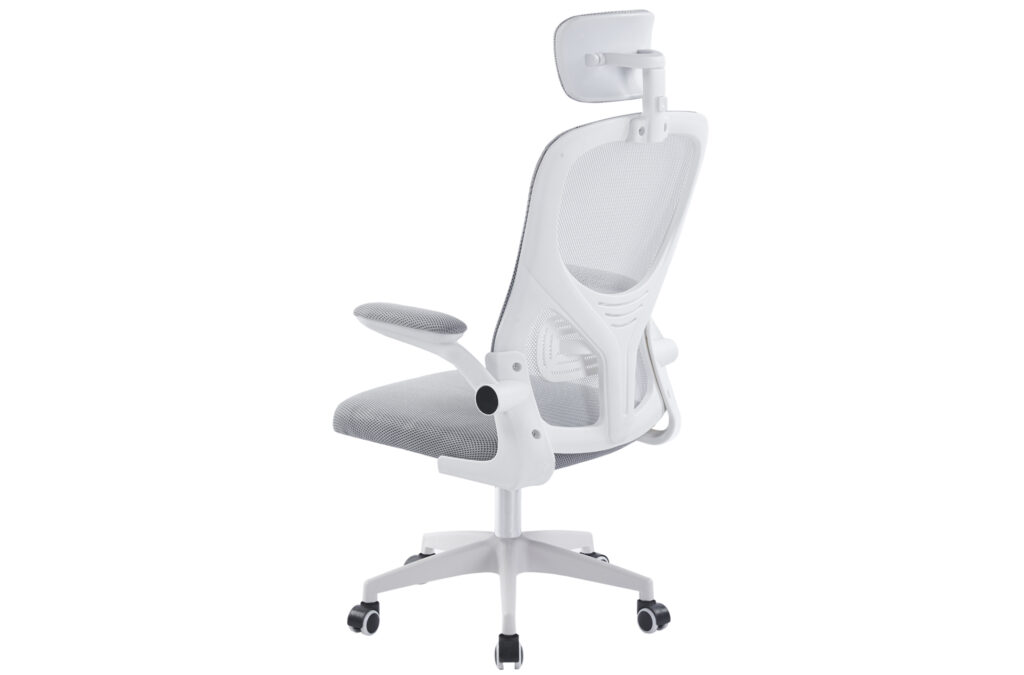Sillon giratorio con reposacabezas AERO red transpirable gris estructura blanca