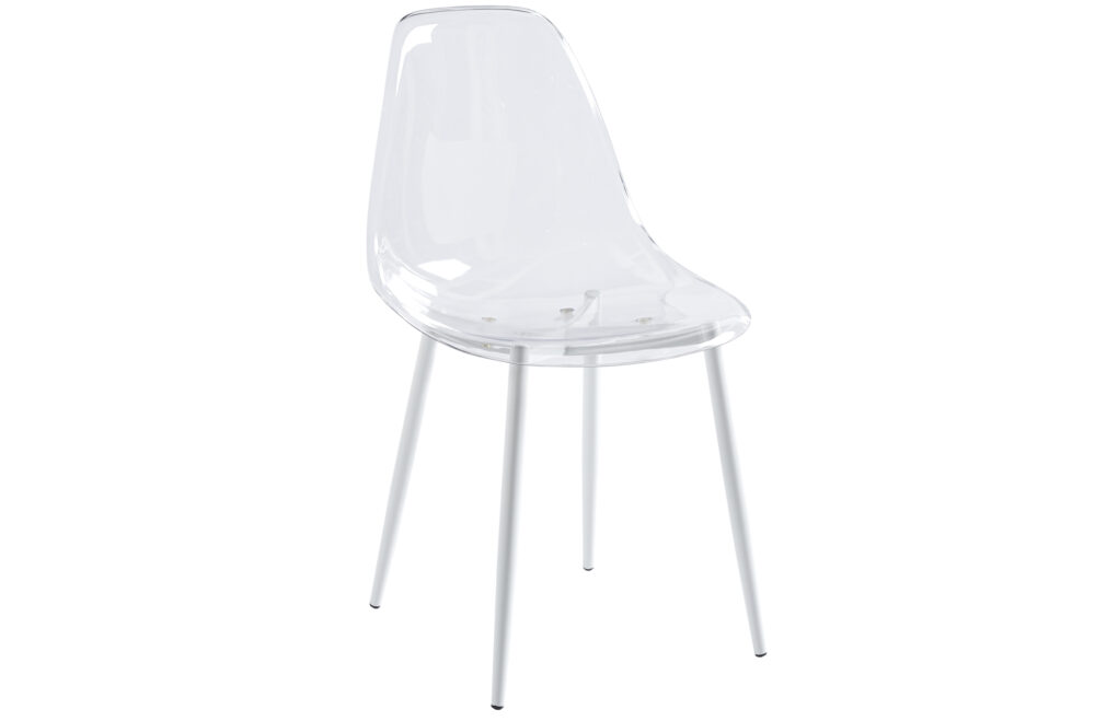 SILLA COMEDOR TELMA TRANSPARENTE PATAS BLANCAS