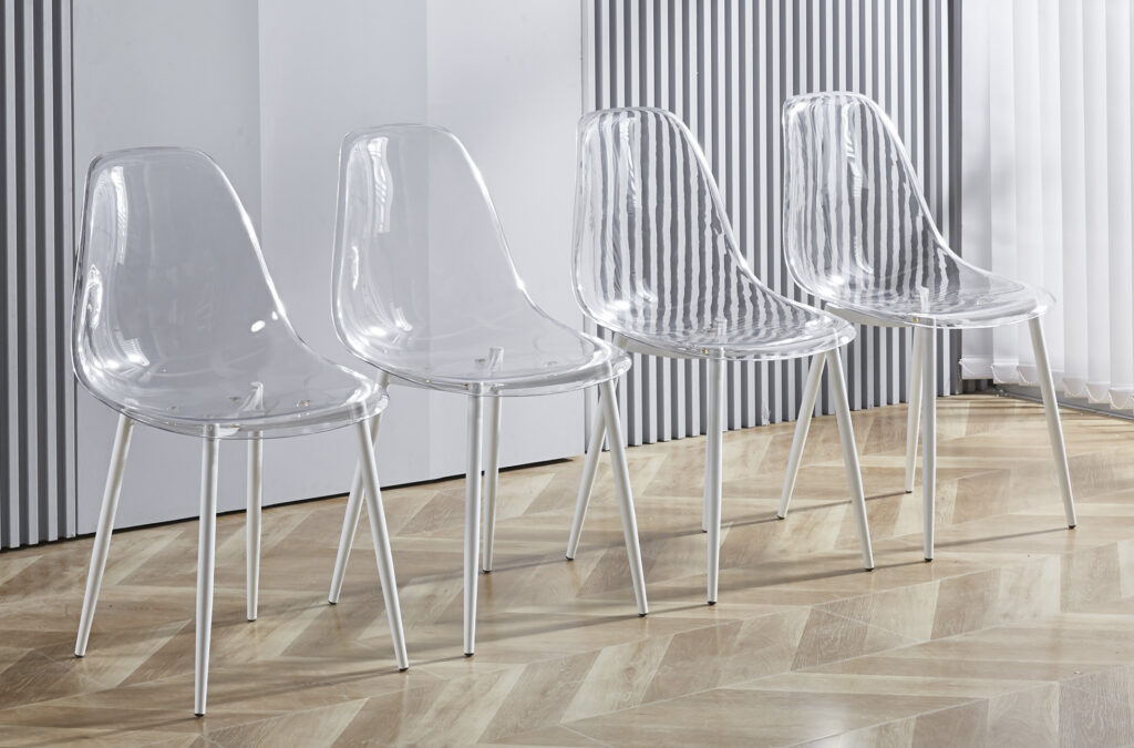 Silla comedor TELMA TRANSPARENTE patas BLANCAS
