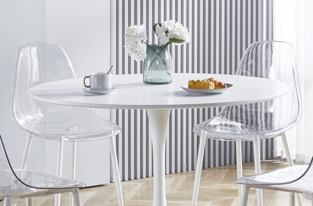 Silla comedor TELMA TRANSPARENTE patas BLANCAS