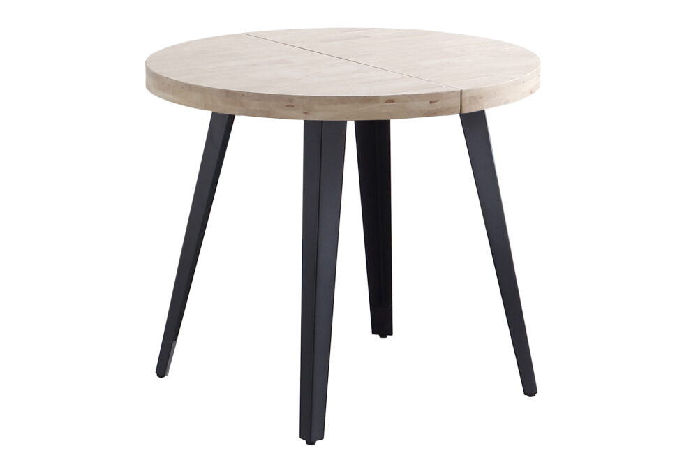MESA COMEDOR REDONDA EXTENSIBLE BERG 80 - 120 - 160 CM ROBLE NORDISH / NEGRO.