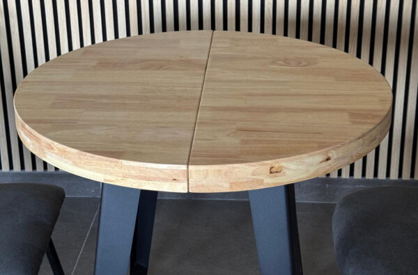 MESA COMEDOR REDONDA EXTENSIBLE BERG 80 - 120 - 160 CM ROBLE NORDISH / NEGRO. - Imagen 2
