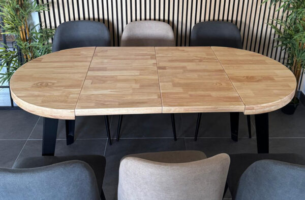MESA COMEDOR REDONDA EXTENSIBLE BERG 80 - 120 - 160 CM ROBLE NORDISH / NEGRO. - Imagen 6