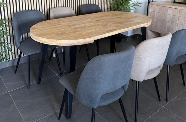 MESA COMEDOR REDONDA EXTENSIBLE BERG 80 - 120 - 160 CM ROBLE NORDISH / NEGRO. - Imagen 7