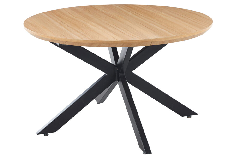 MESA COMEDOR REDONDA EXTENSIBLE CROSS 130 - 170 - 210 x 130 CM OAK / NEGRO.