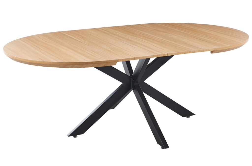 Mesa comedor redonda extensible CROSS OAK / negro