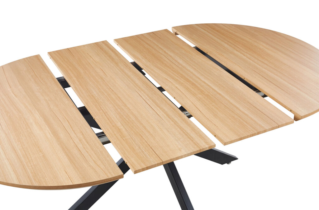 Mesa comedor redonda extensible CROSS OAK / negro