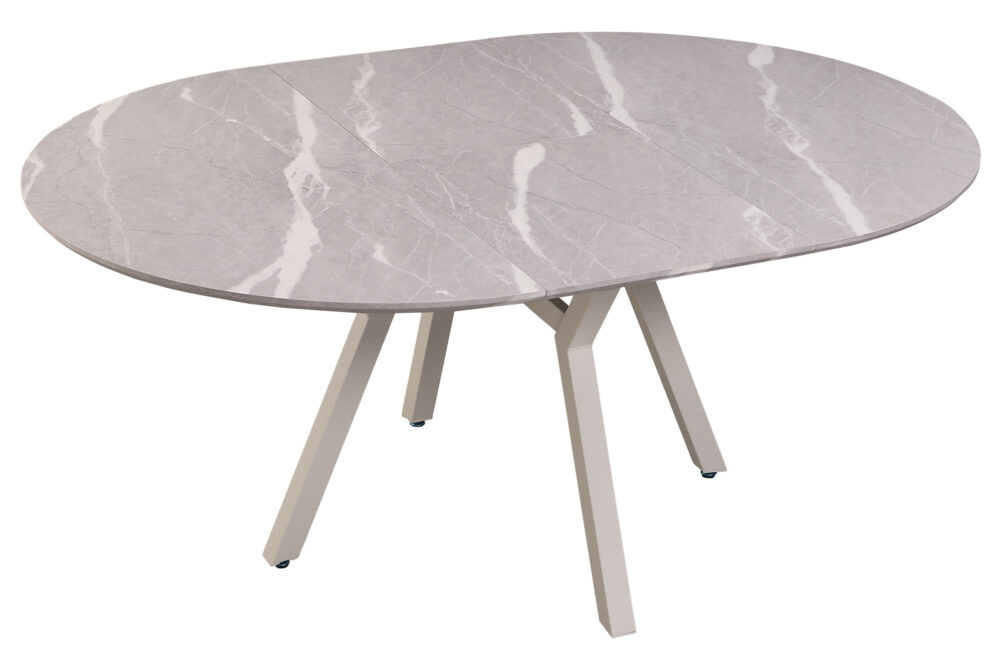 MESA COMEDOR REDONDA EXTENSIBLE PAUL 130 - 160 X 130 CM CERAMIC GREY / BLANCO.